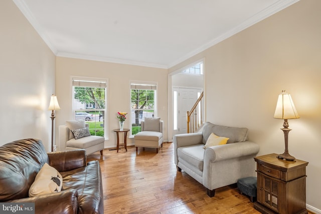 9804 Luck Penny Ct, Bristow, VA 20136 - living room featuring ornamental molding, light wood-style flooring, and baseboards