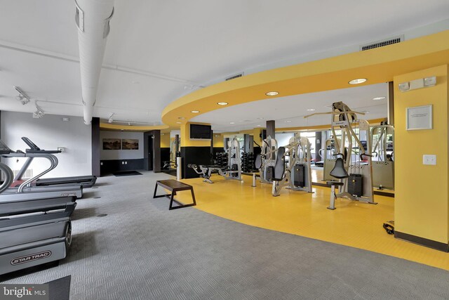 3600 S Glebe Rd Unit 321W, Arlington, VA 22202 - workout area featuring carpet and recessed lighting