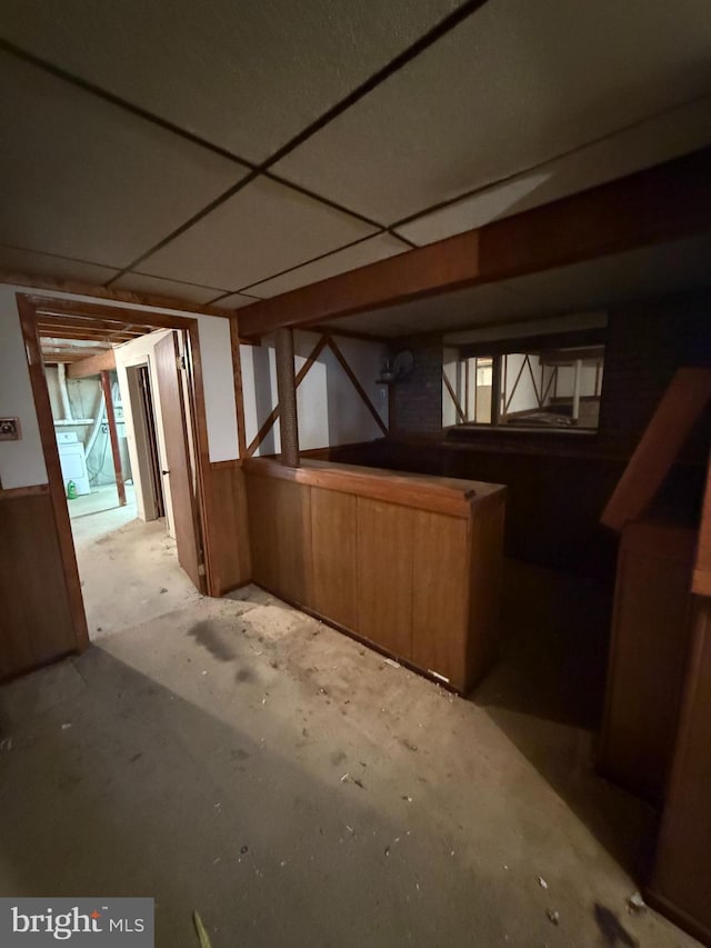 view of finished basement