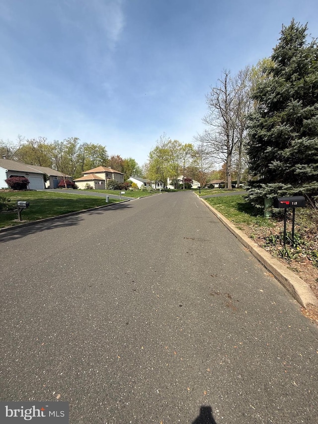 view of street with curbs
