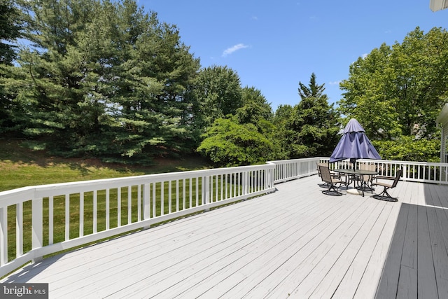 1418 Woodhurst Blvd, Mclean, VA 22102 - deck featuring outdoor dining space and a lawn