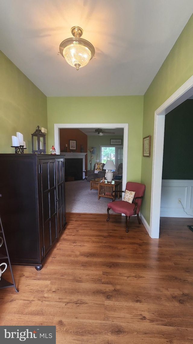 hallway featuring light wood-style flooring