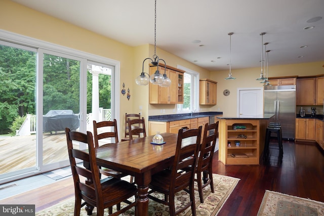 15410 River Rd, Darnestown, MD 20874 - dining space with dark wood-style floors