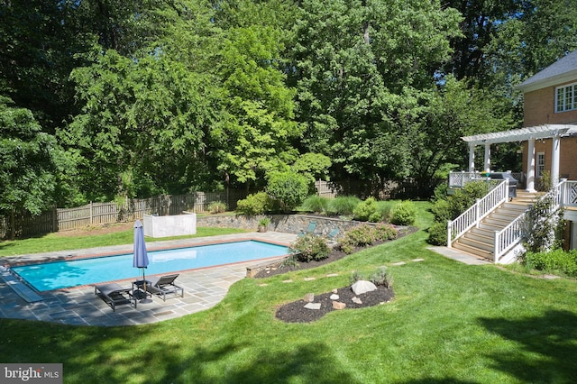 15410 River Rd, Darnestown, MD 20874 - view of pool featuring a pergola, a patio area, and stairway