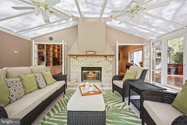 sunroom / solarium featuring beam ceiling