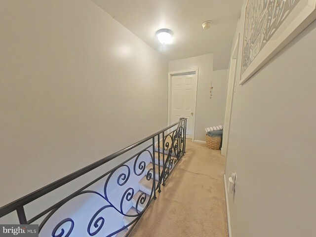 1231 S Clarion St, Philadelphia, PA 19147 - hallway featuring light colored carpet and an upstairs landing