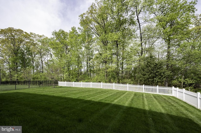 view of yard featuring a fenced backyard