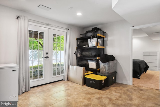 storage area with french doors