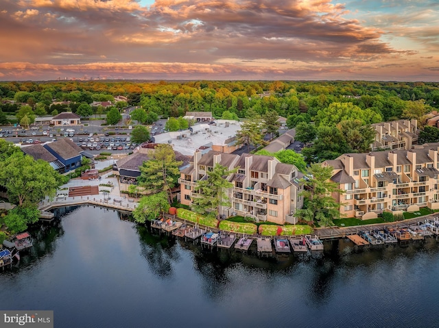 aerial view of a nearby body of water