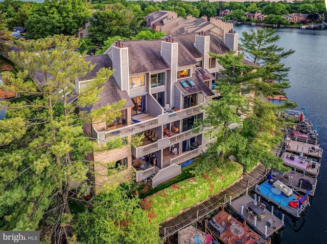 drone / aerial view of a nearby body of water