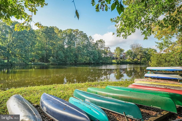 view of property's community with a water view
