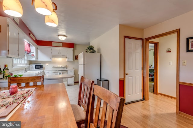 1085 Greenwood Rd, Winchester, VA 22602 - kitchen featuring white appliances, under cabinet range hood, light countertops, and white cabinetry