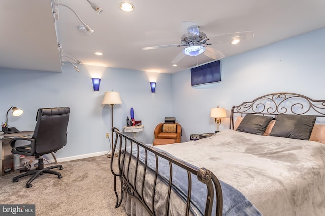 1085 Greenwood Rd, Winchester, VA 22602 - carpeted bedroom with baseboards, recessed lighting, a ceiling fan, and a desk