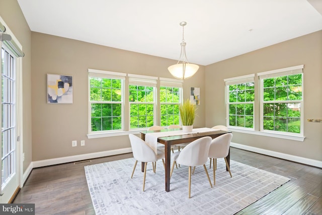 6725 Accipiter Dr, New Market, MD 21774 - dining space featuring wood finished floors, visible vents, and baseboards