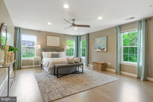 6725 Accipiter Dr, New Market, MD 21774 - bedroom featuring light wood-style flooring, baseboards, visible vents, and recessed lighting