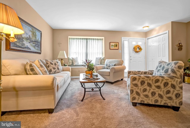 living room with carpet flooring