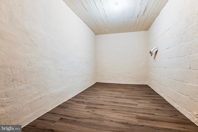 unfurnished room with dark wood-type flooring