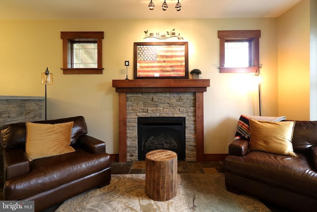 441 Millgate Rd, Bellefonte, PA 16823 - living area featuring a stone fireplace