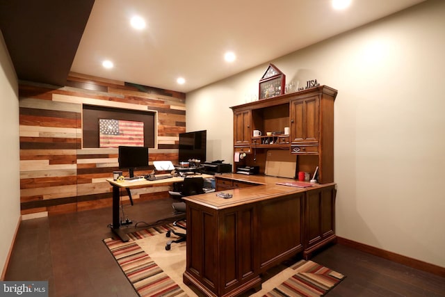 441 Millgate Rd, Bellefonte, PA 16823 - office with wood walls, recessed lighting, wood finished floors, and baseboards