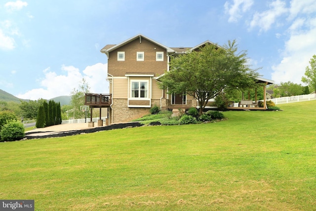 441 Millgate Rd, Bellefonte, PA 16823 - rear view of property featuring stone siding and a deck with mountain view