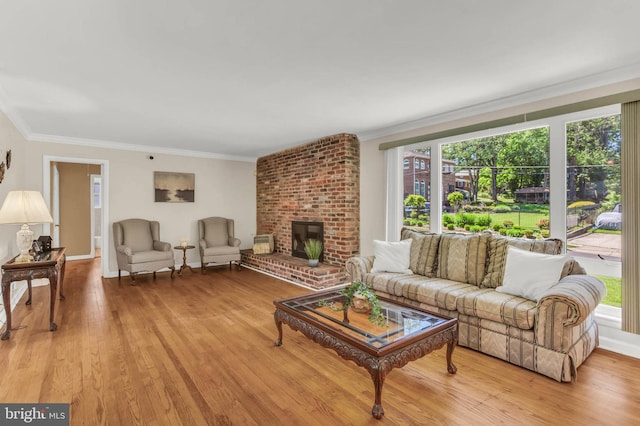2300 Foster Pl, Temple Hills, MD 20748 - living area with healthy amount of natural light, crown molding, light wood-style floors, and a fireplace