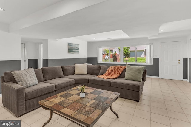 2300 Foster Pl, Temple Hills, MD 20748 - living room with light tile patterned floors and recessed lighting