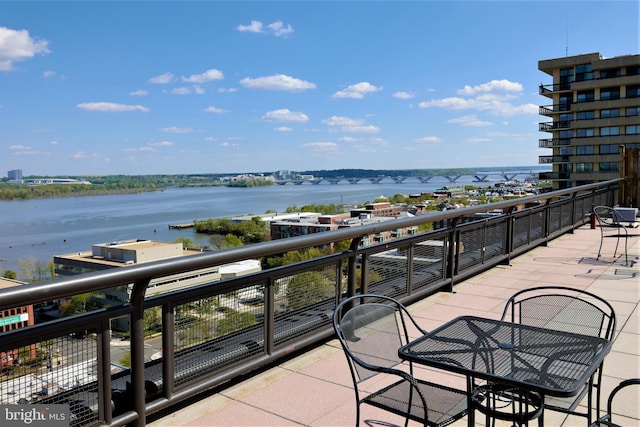 balcony with a water view