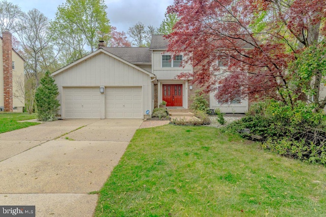 7 Teak Ct, Cherry Hill, NJ 08003 - traditional home with a garage, a shingled roof, a front yard, and concrete driveway