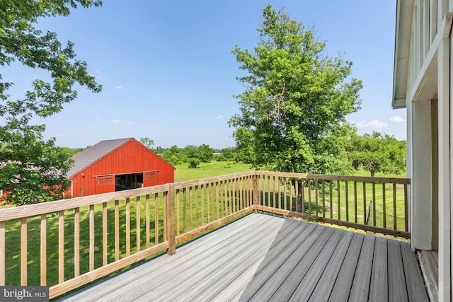 589 Bellevue Ln, Boyce, VA 22620 - wooden terrace with a lawn, a pole building, and an outbuilding