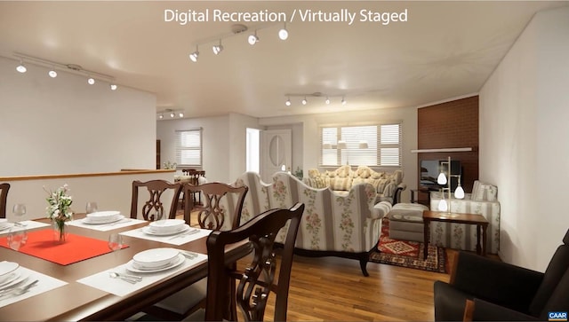 125 W Park Dr, Charlottesville, VA 22901 - dining space featuring wood finished floors and track lighting