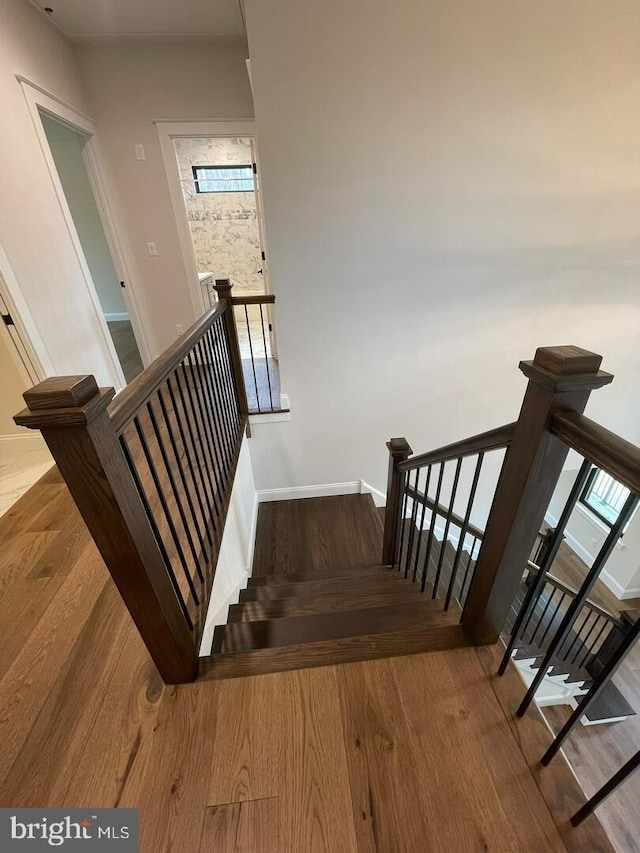 937 Swinehart, Boyertown, PA 19512 - stairway featuring baseboards and wood finished floors