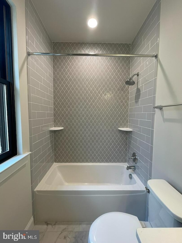 937 Swinehart, Boyertown, PA 19512 - bathroom with baseboards, toilet, recessed lighting,  shower combination, and marble finish floor