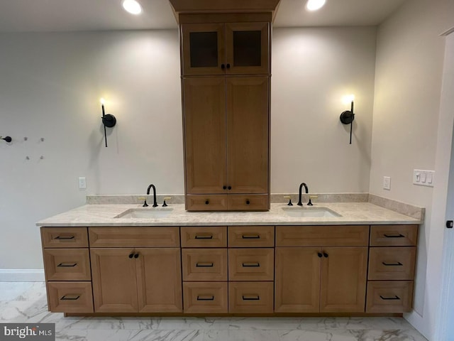 937 Swinehart, Boyertown, PA 19512 - bathroom with recessed lighting, marble finish floor, a sink, and double vanity