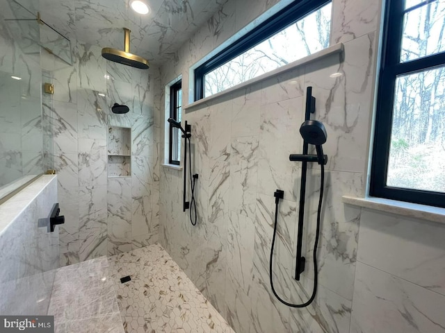 937 Swinehart, Boyertown, PA 19512 - bathroom featuring plenty of natural light and a marble finish shower