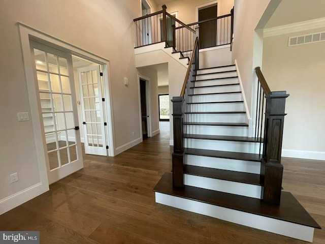 937 Swinehart, Boyertown, PA 19512 - staircase featuring baseboards, visible vents, and french doors
