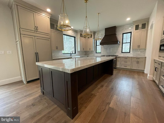 937 Swinehart, Boyertown, PA 19512 - kitchen with tasteful backsplash, stainless steel appliances, a kitchen island, and custom range hood