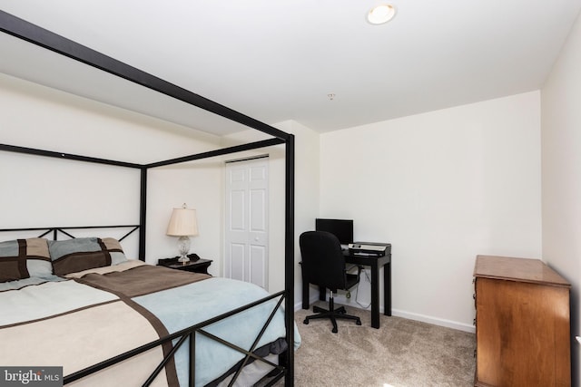 3560 Sherwin Dr, Manchester, MD 21102 - bedroom featuring light colored carpet, a desk, baseboards, and a closet