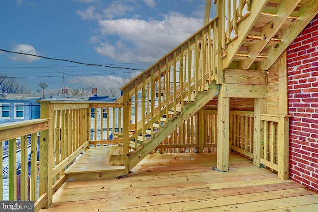 wooden terrace with stairs