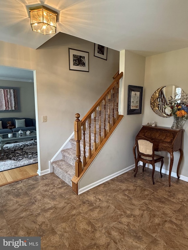 stairs with baseboards