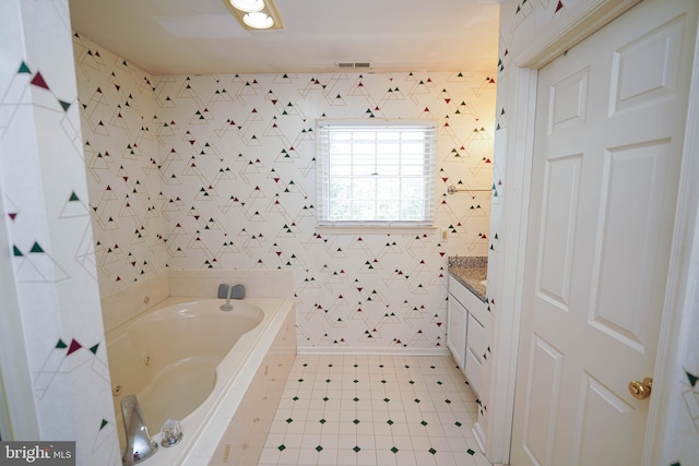 30085 Haymarket Ct, Salisbury, MD 21804 - full bath featuring a tub with jets, vanity, and tile patterned floors