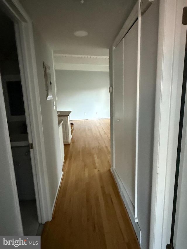 corridor with light wood-style floors