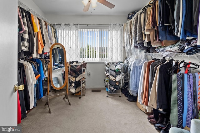 8101 Greenspring Way Unit 8101-E, Owings Mills, MD 21117 - spacious closet featuring visible vents, ceiling fan, and carpet flooring