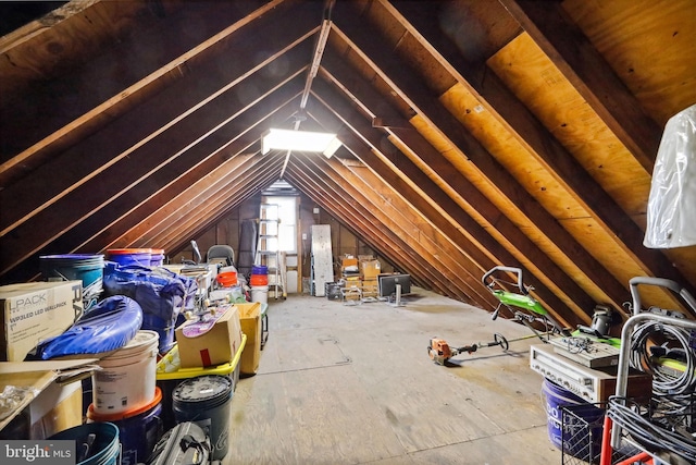 view of unfinished attic
