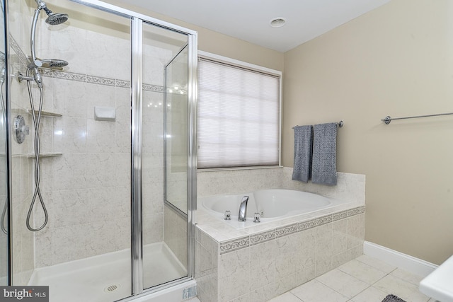 107 Washington Square Ct, Occoquan, VA 22125 - bathroom featuring a bath, tile patterned flooring, and a stall shower