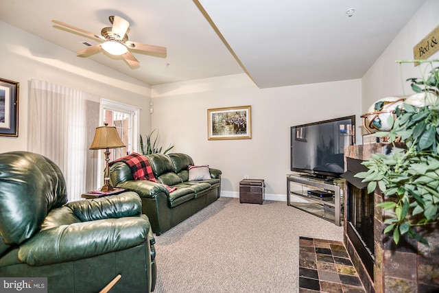 107 Washington Square Ct, Occoquan, VA 22125 - carpeted living room featuring a ceiling fan and baseboards