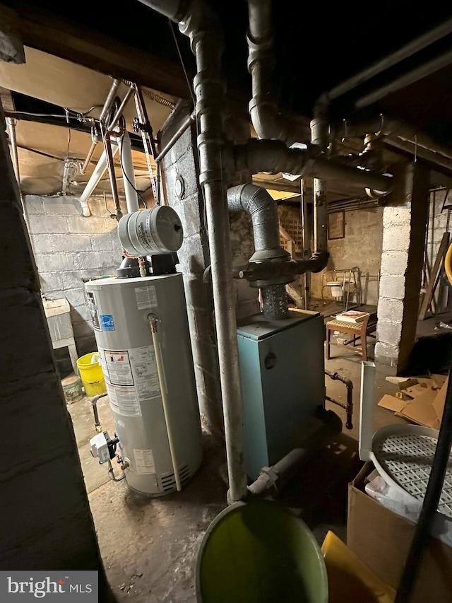 utility room with water heater
