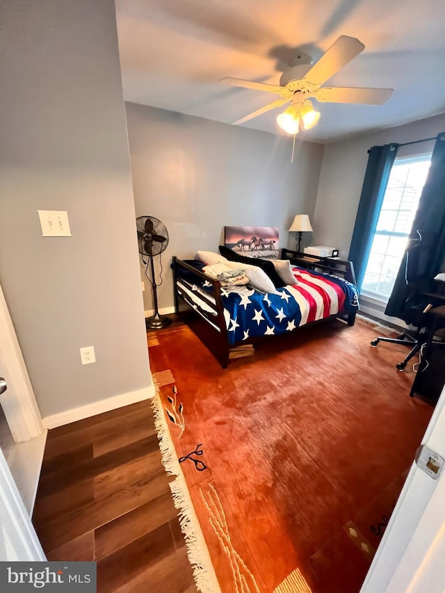 10230 Faire Commons Ct, Burke, VA 22015 - bedroom featuring baseboards, ceiling fan, and wood finished floors