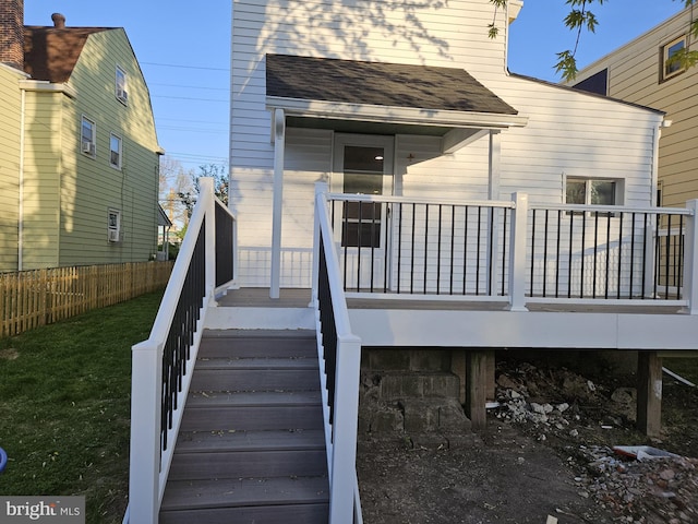 4216 Post Rd, Trainer, PA 19061 - entrance to property featuring fence, roof with shingles, and covered porch