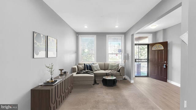 903 K St NE, Washington, DC 20002 - living area featuring recessed lighting, light wood-style floors, and baseboards