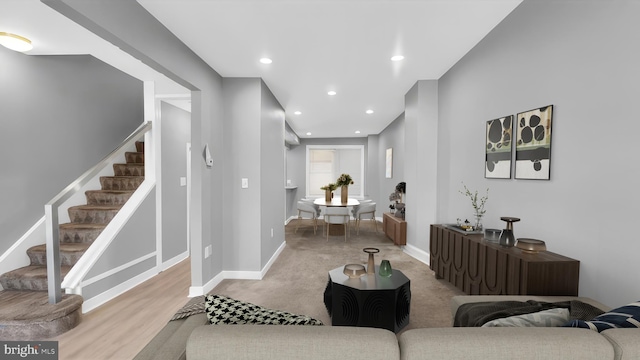 903 K St NE, Washington, DC 20002 - living area with recessed lighting, baseboards, and stairs